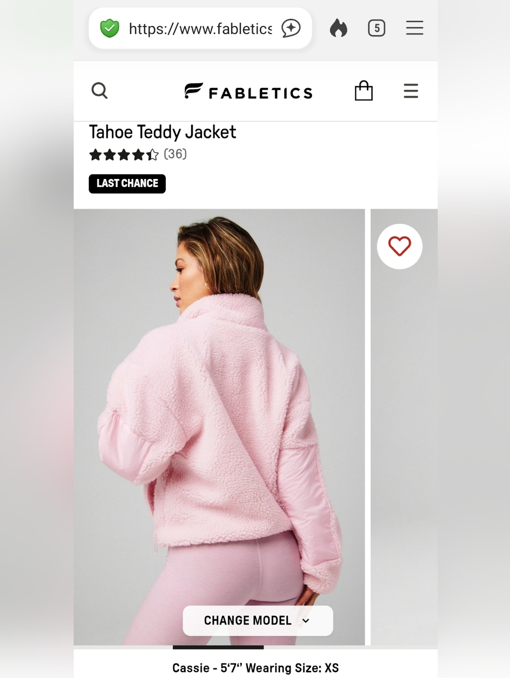Fabletics Tahoe Teddy Jacket in Light Pink
